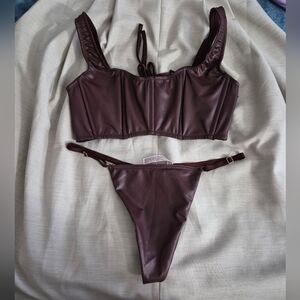 Victoria's Secret Faux Leather Bikini Set — Deep Plum